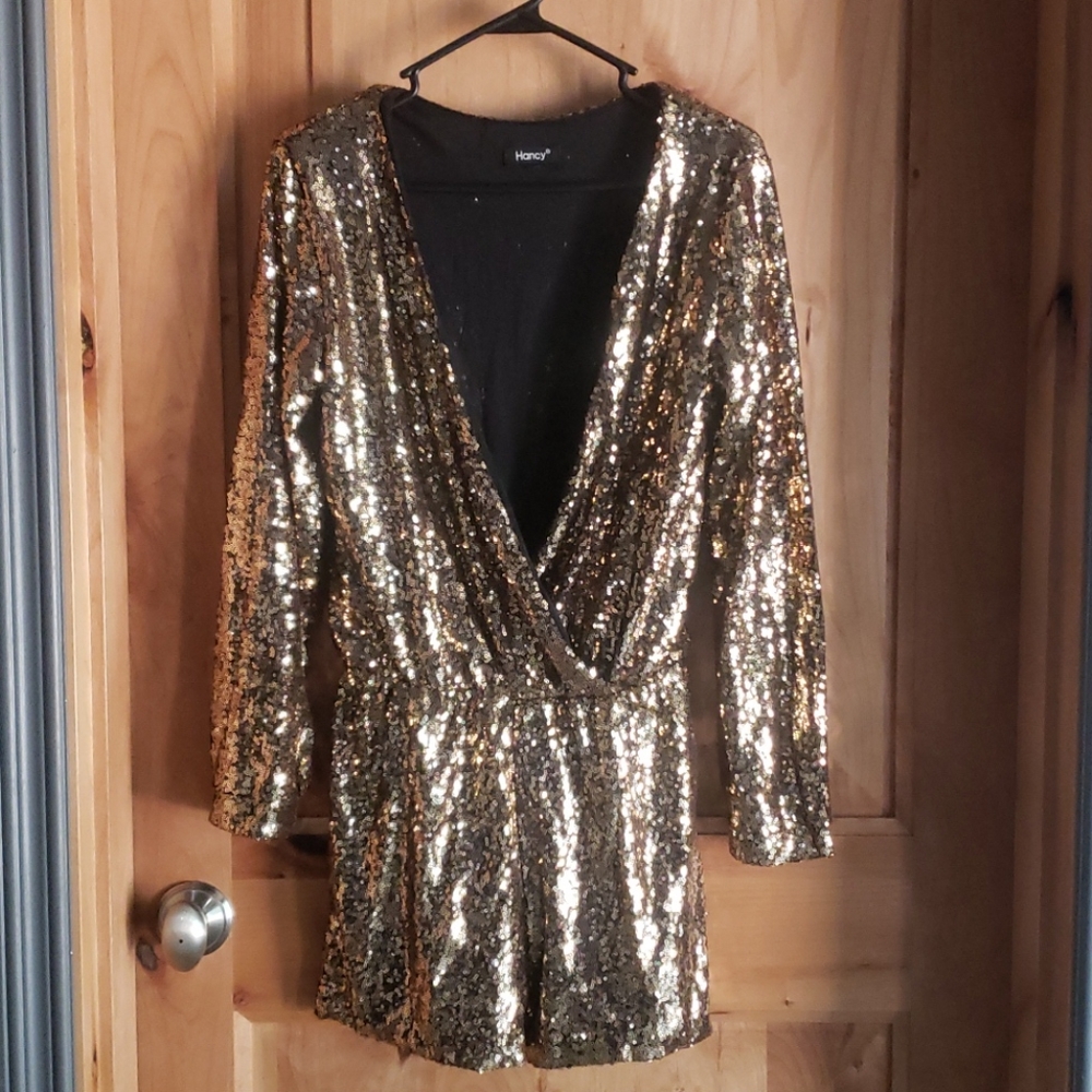 HANCY gold sequin romper